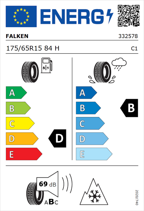 Tyre Label for Falken Euroall Season AS210 175/65R15 84H